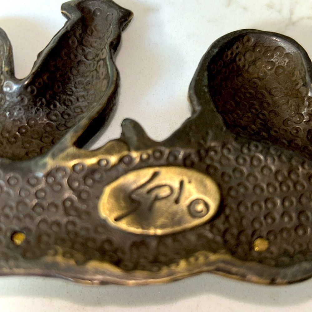 Vtg Brass Chicken Key Holder Wall Mount 3D - Picture 4 of 6